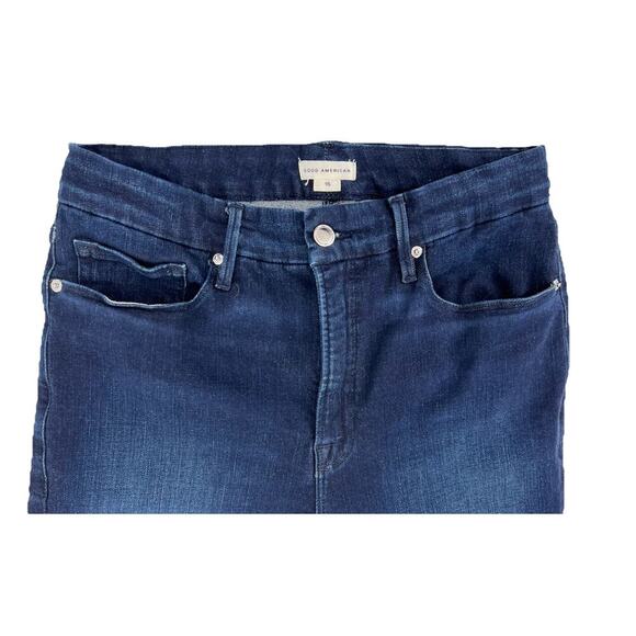 Good American Jeans Womens Good Legs High Rise Straight Stretch Size 15 Dark - Picture 2 of 9